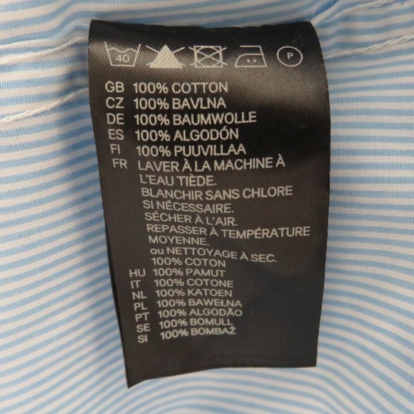 H&M* Men's Long Sleeve Button Down Curved Hem Striped Dress Shirt~ Size XL - Picture 5 of 11